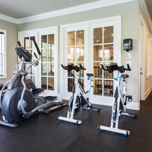 a gym with exercise equipment