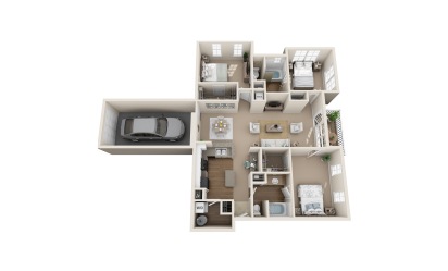 Blue Heron - 3 bedroom floorplan layout with 2 bath and 1476 square feet