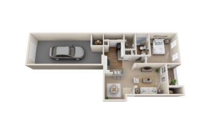 Meadowlark w/ Garage - 1 bedroom floorplan layout with 1 bath and 891 square feet